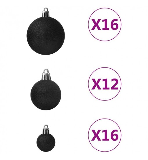 vidaXL 100 Piece Christmas Ball Set Black