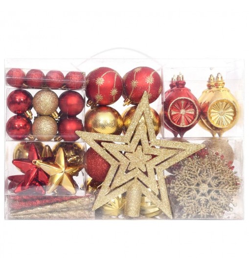 vidaXL 108 Piece Christmas Bauble Set Gold and Red