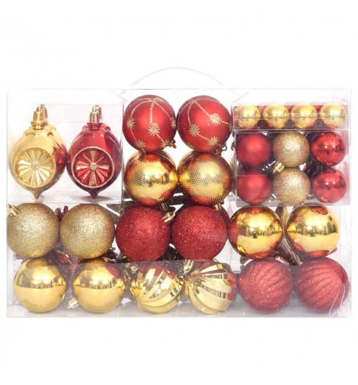 vidaXL 108 Piece Christmas Bauble Set Gold and Red