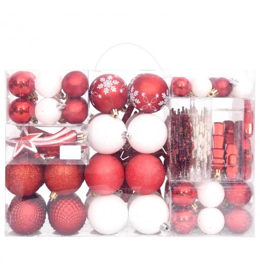 vidaXL 108 Piece Christmas Bauble Set Red and White