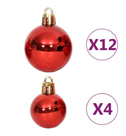 vidaXL 108 Piece Christmas Bauble Set Red and White