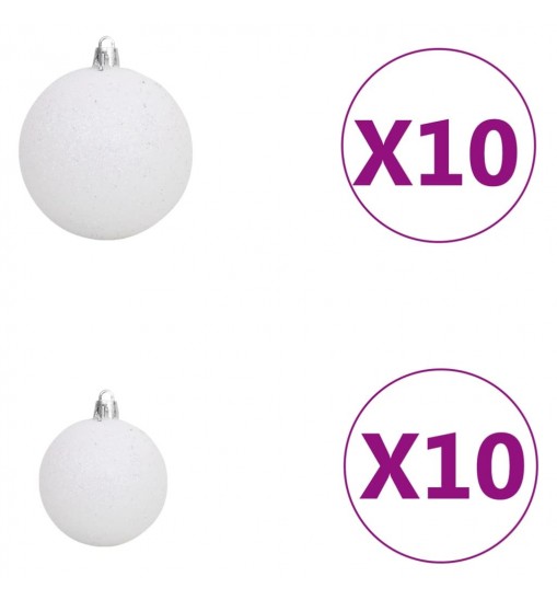 vidaXL 120 Piece Christmas Ball Set with Peak and 300 LEDs White&Gray