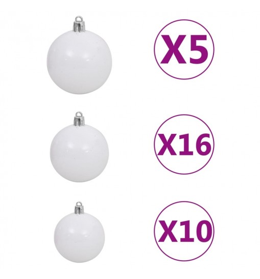 vidaXL 120 Piece Christmas Ball Set with Peak and 300 LEDs White&Gray