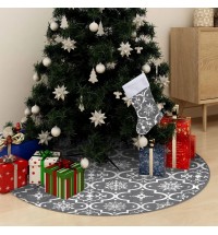 vidaXL Luxury Christmas Tree Skirt with Sock Gray 3 ft Fabric