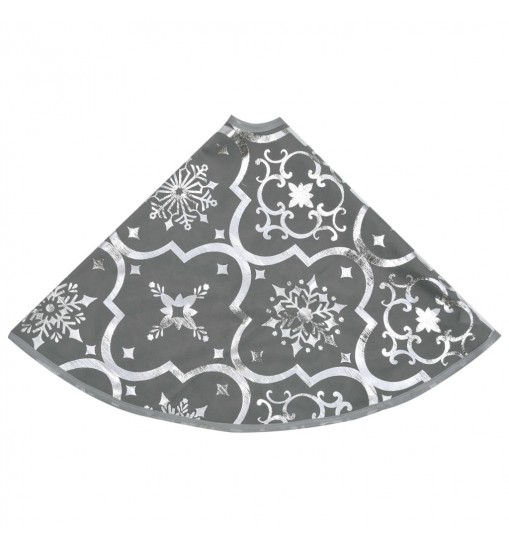 vidaXL Luxury Christmas Tree Skirt with Sock Gray 3 ft Fabric