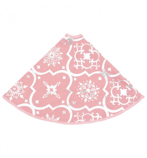 vidaXL Luxury Christmas Tree Skirt with Sock Pink 3 ft Fabric