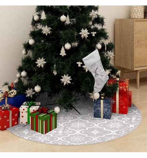 vidaXL Luxury Christmas Tree Skirt with Sock White 4 ft Fabric