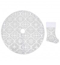 vidaXL Luxury Christmas Tree Skirt with Sock White 4 ft Fabric