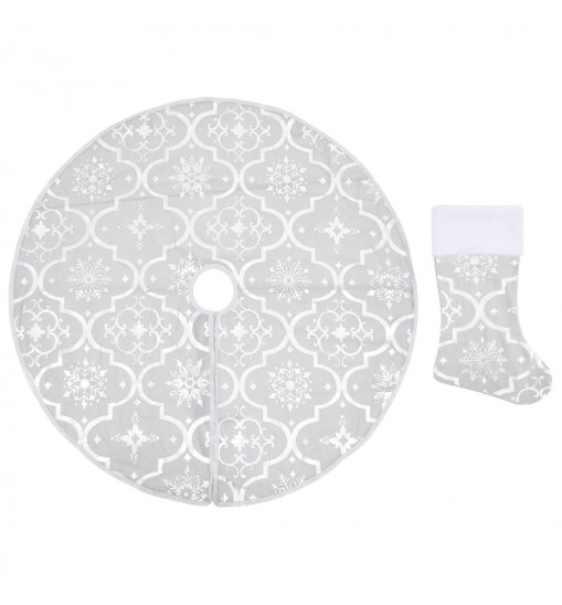 vidaXL Luxury Christmas Tree Skirt with Sock White 4 ft Fabric