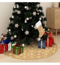 vidaXL Luxury Christmas Tree Skirt with Sock Yellow 5 ft Fabric