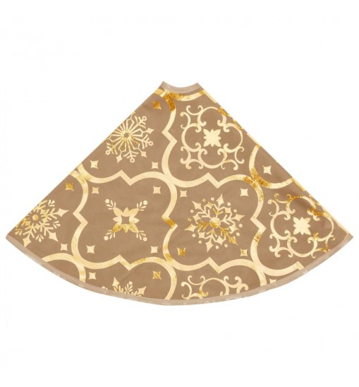 vidaXL Luxury Christmas Tree Skirt with Sock Yellow 5 ft Fabric