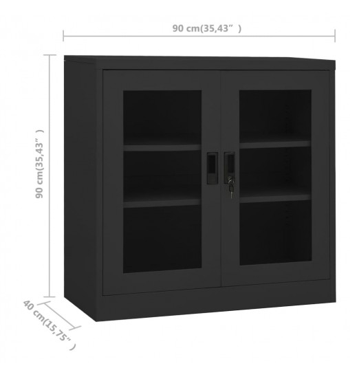 vidaXL Office Cabinet Anthracite 35.4"x15.7"x35.4" Steel