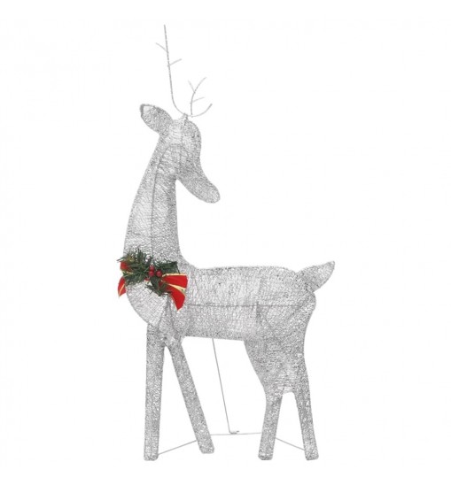 vidaXL Christmas Reindeer Family 106.3"x2.8"x35.4" Silver Cold White Mesh