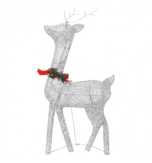 vidaXL Christmas Reindeer Family 106.3"x2.8"x35.4" Silver Cold White Mesh