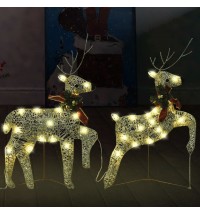 vidaXL Christmas Reindeers 2 pcs Gold 40 LEDs