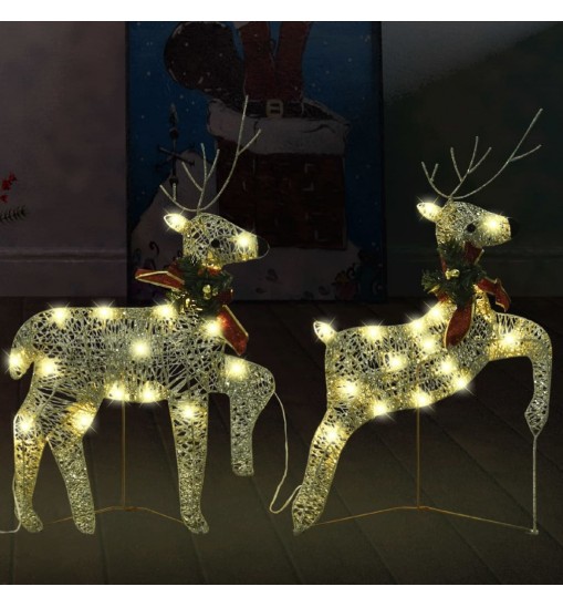 vidaXL Christmas Reindeers 2 pcs Gold 40 LEDs