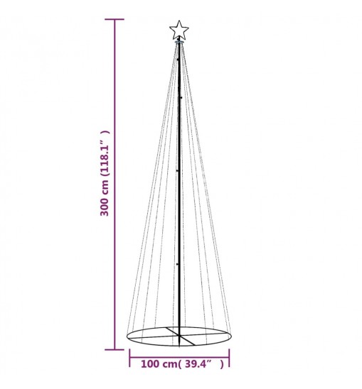 vidaXL Christmas Cone Tree Blue 310 LEDs 3x10 ft