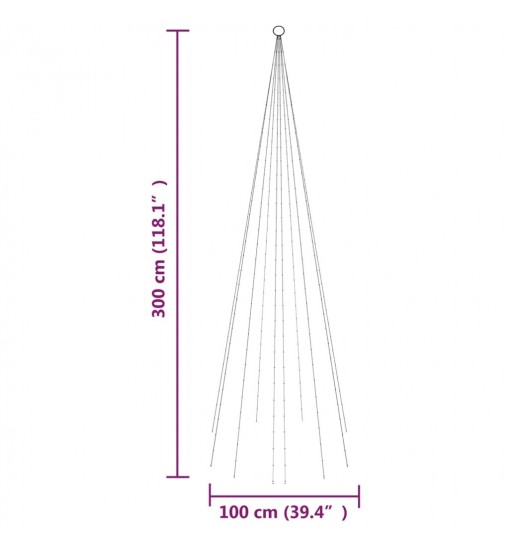 vidaXL Christmas Tree on Flagpole Warm White 310 LEDs 10 ft