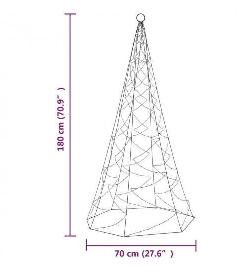 vidaXL Christmas Tree on Flagpole Warm White 200 LEDs 6 ft