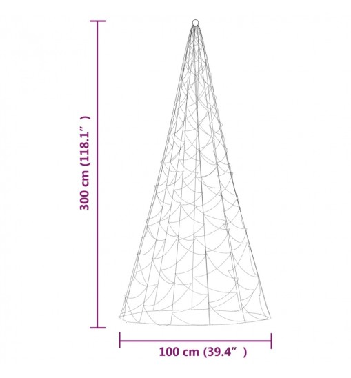 vidaXL Christmas Tree on Flagpole Warm White 500 LEDs 118.1"