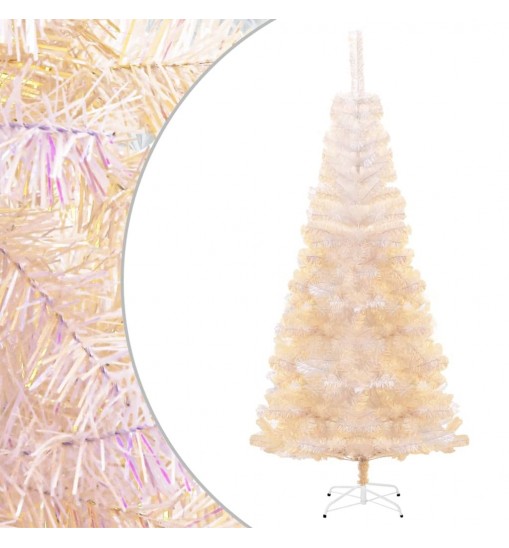 vidaXL Artificial Christmas Tree with Iridescent Tips White 6 ft PVC