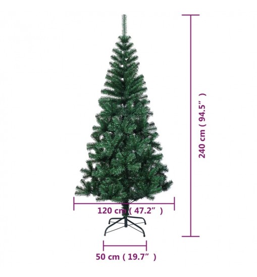 vidaXL Artificial Christmas Tree with Iridescent Tips Green 8 ft PVC