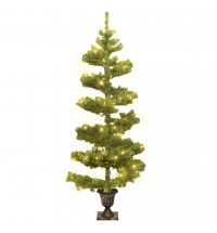 vidaXL Swirl Christmas Tree with Pot and LEDs Green 4 ft PVC