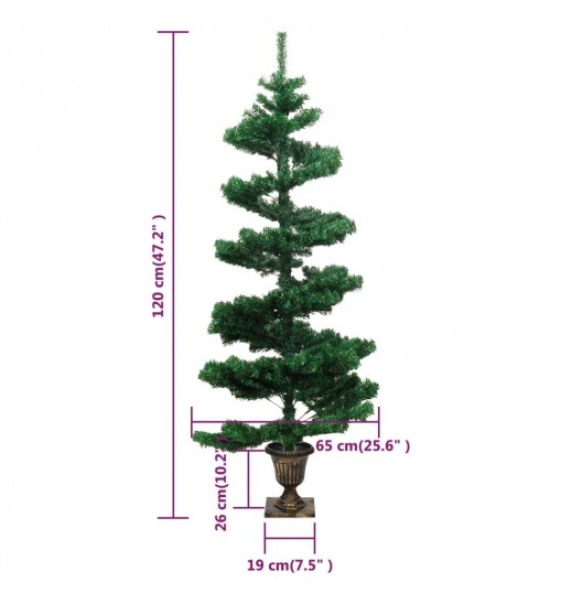 vidaXL Swirl Christmas Tree with Pot and LEDs Green 4 ft PVC