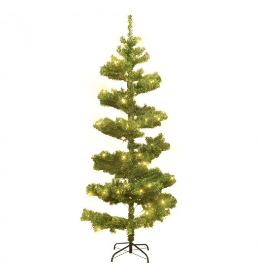 vidaXL Swirl Christmas Tree with Stand and LEDs Green 6 ft PVC