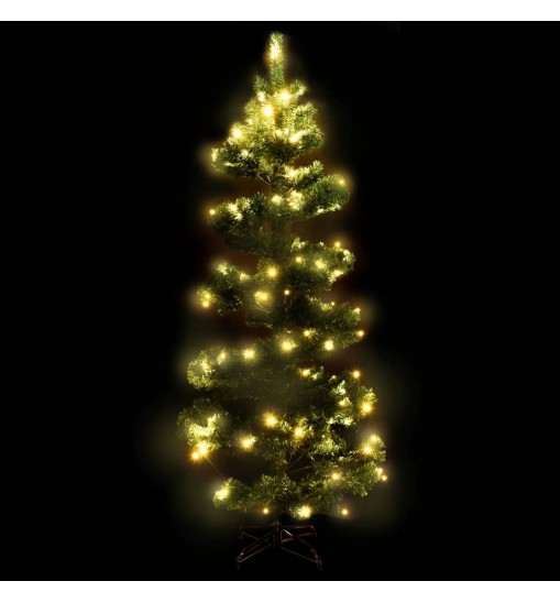 vidaXL Swirl Christmas Tree with Stand and LEDs Green 6 ft PVC