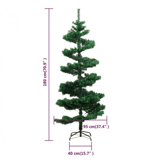 vidaXL Swirl Christmas Tree with Stand and LEDs Green 6 ft PVC