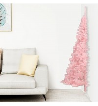 vidaXL Artificial Half Christmas Tree with Stand Pink 4 ft PVC