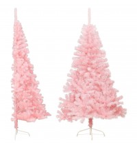 vidaXL Artificial Half Christmas Tree with Stand Pink 4 ft PVC