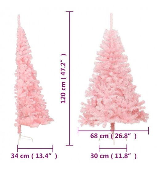 vidaXL Artificial Half Christmas Tree with Stand Pink 4 ft PVC