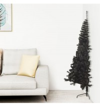 vidaXL Artificial Half Christmas Tree with Stand Black 4 ft PVC