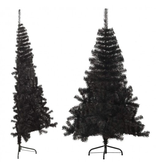 vidaXL Artificial Half Christmas Tree with Stand Black 4 ft PVC