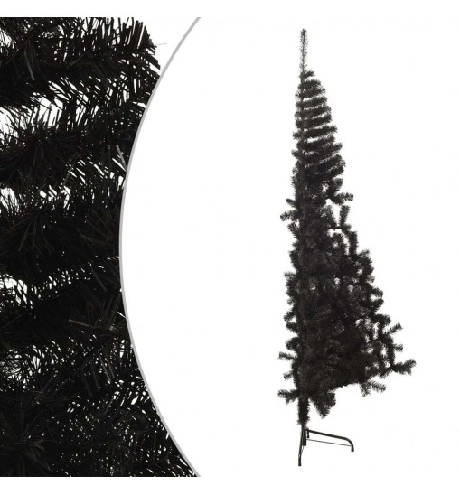 vidaXL Artificial Half Christmas Tree with Stand Black 4 ft PVC