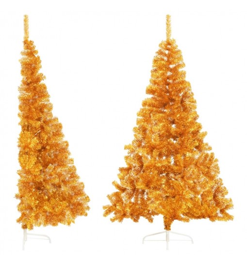 vidaXL Artificial Half Christmas Tree with Stand Gold 6 ft PVC