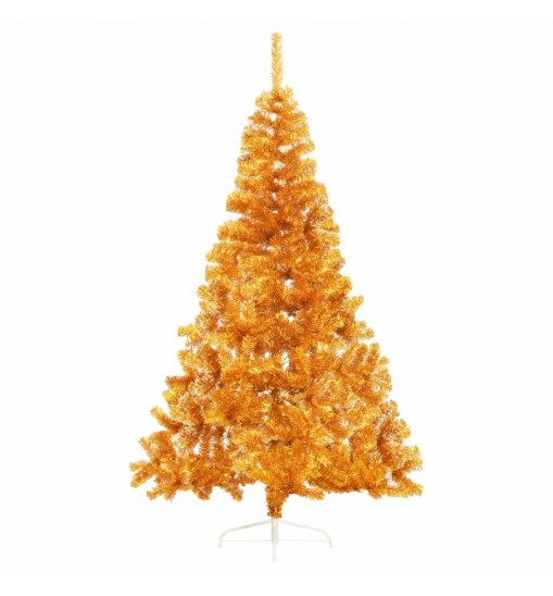 vidaXL Artificial Half Christmas Tree with Stand Gold 6 ft PVC