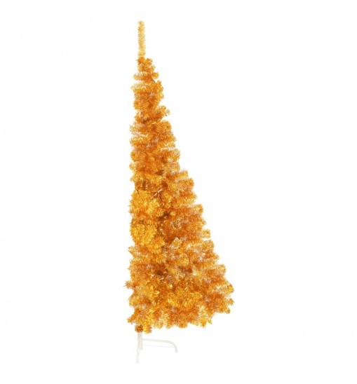 vidaXL Artificial Half Christmas Tree with Stand Gold 6 ft PVC