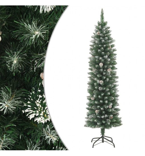 vidaXL Artificial Slim Christmas Tree with Stand 6 ft PVC