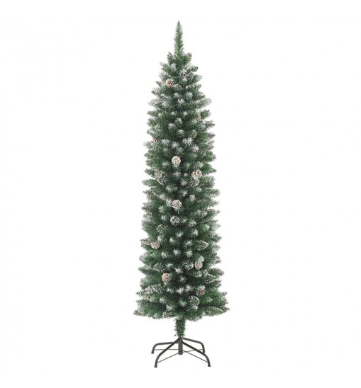 vidaXL Artificial Slim Christmas Tree with Stand 6 ft PVC