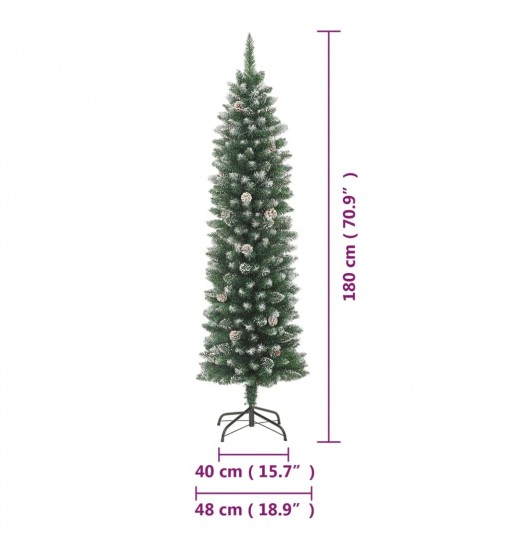 vidaXL Artificial Slim Christmas Tree with Stand 6 ft PVC