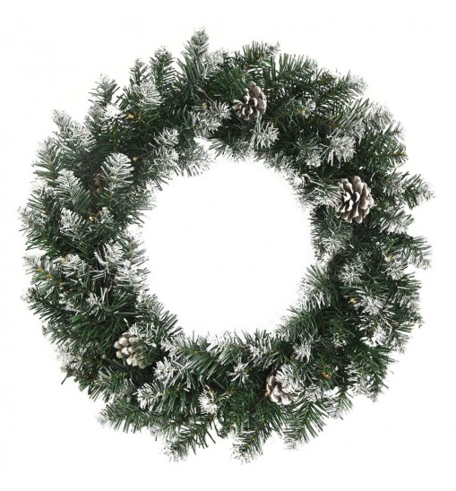 vidaXL Christmas Wreath with LED Lights Green 17.7" PVC