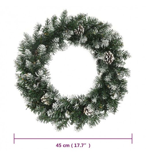 vidaXL Christmas Wreath with LED Lights Green 17.7" PVC