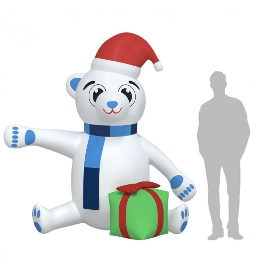 vidaXL Christmas Inflatable Teddy Bear LED 94.5"