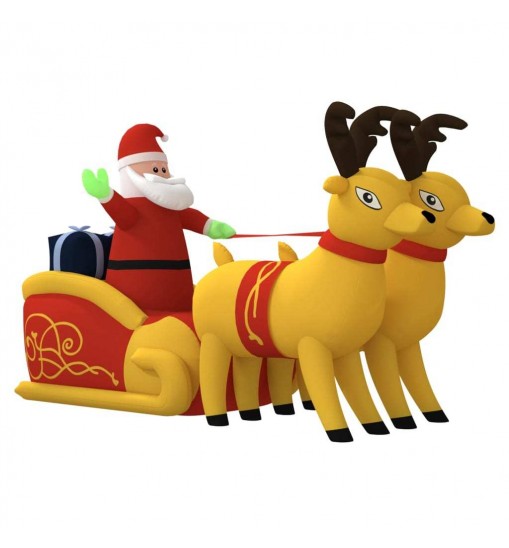 vidaXL Christmas Inflatable Santa and Reindeer Decoration LED 51.2"