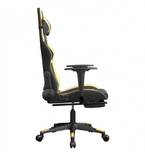 vidaXL Massage Gaming Chair with Footrest Black&Gold Faux Leather