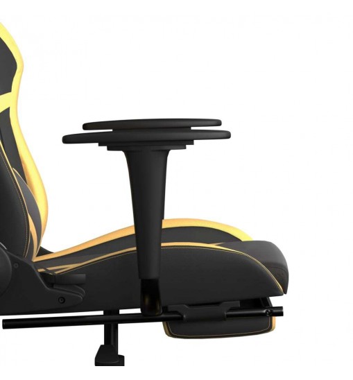 vidaXL Massage Gaming Chair with Footrest Black&Gold Faux Leather