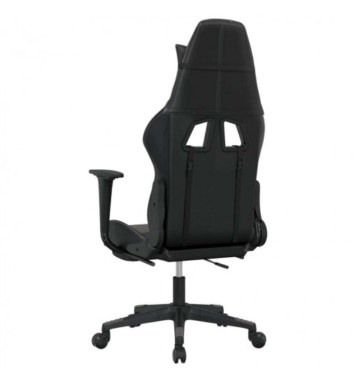 vidaXL Massage Gaming Chair with Footrest Black&Gray Faux Leather